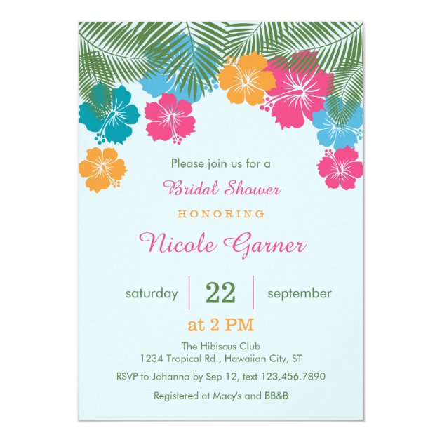 Tropical Hawaiian Hibiscus Bridal Shower Invitatio Invitation