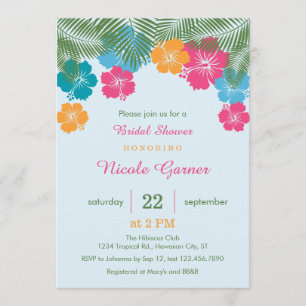 Tropical Hawaiian Hibiscus Bridal Shower Invitatio Invitation