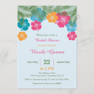 Tropical Hawaiian Hibiscus Bridal Shower Invitatio Invitation