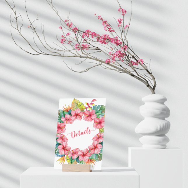 Tropical Hawaiian Hibiscus Details Wedding Enclosure Card (Creator Uploaded)