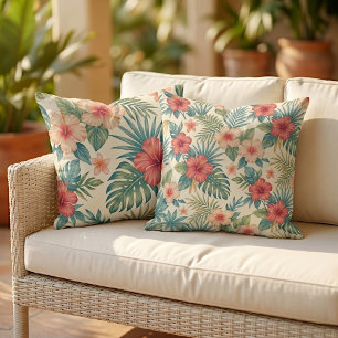 Tropical Hawaiian Hibiscus Floral Art Decor Outdoor Pillow