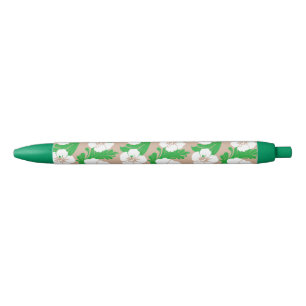 Tropical Hawaiian Hibiscus Floral Khaki Beige Pen
