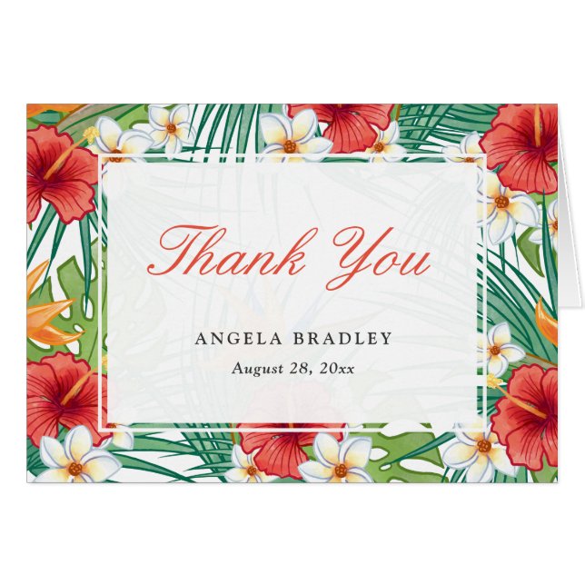Tropical Hawaiian Hibiscus Floral Thank You (Front Horizontal)