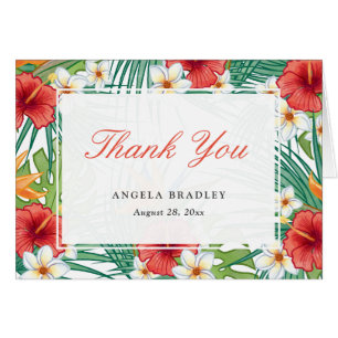 Tropical Hawaiian Hibiscus Floral Thank You Cards