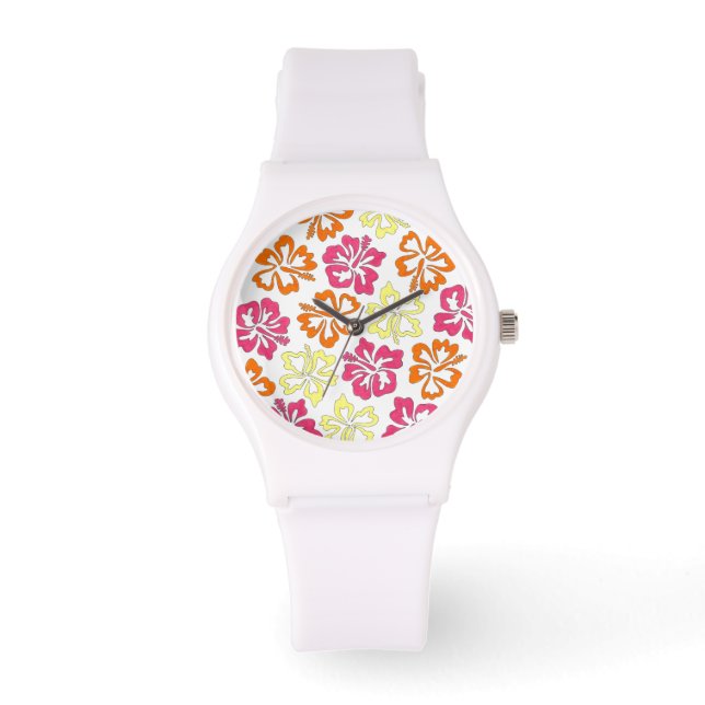 Tropical Hawaiian Hibiscus Flowers Floral Watch (Front)