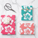 Tropical Hawaiian Hibiscus Flowers Wrapping Paper Sheets