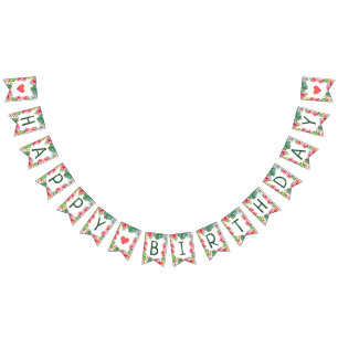 Tropical Hawaiian Hibiscus Happy Birthday Bunting Flags