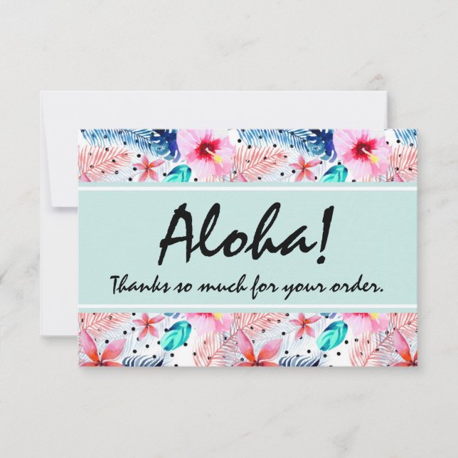 Tropical Hawaiian Hibiscus & Palm Leaf Thank You Card (Front)