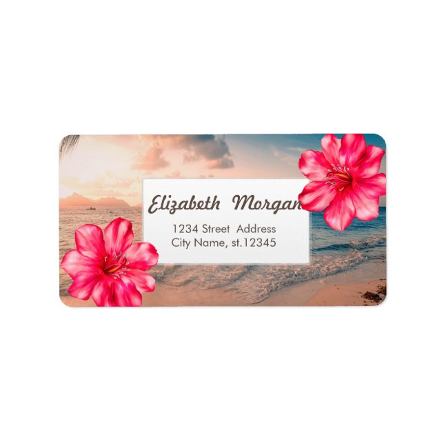 Tropical Hawaiian Hibiscus, Sea Label (Front)