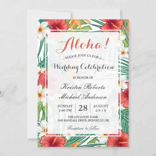 Tropical Hawaiian Hibiscus Wedding Celebration Card