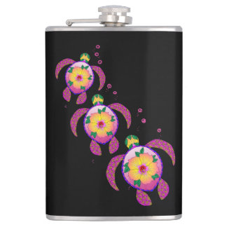 Tropical Hawaiian Honu Turtles Flask