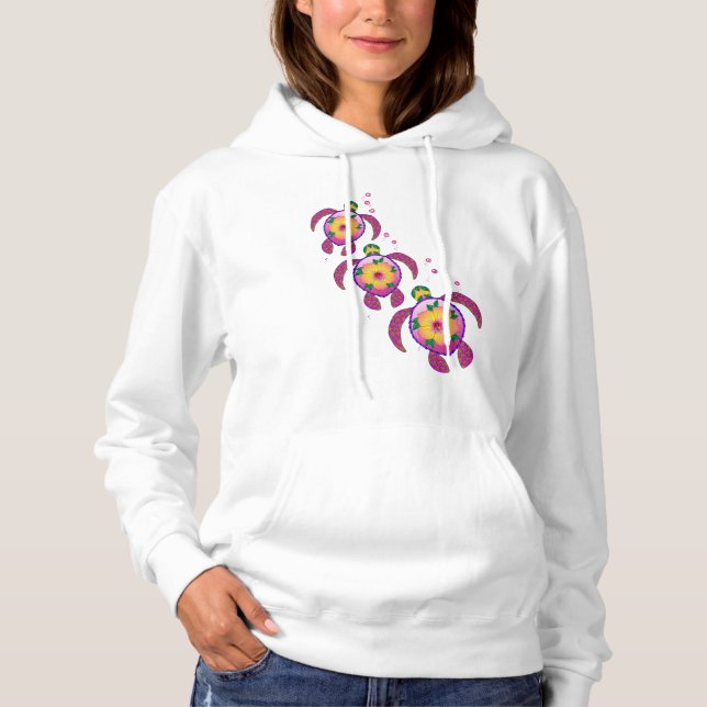 Tropical Hawaiian Honu Turtles Hoodie (Front)