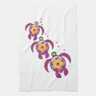 Tropical Hawaiian Honu Turtles Kitchen Towel