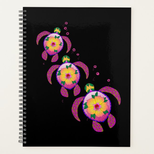 Tropical Hawaiian Honu Turtles Planner (Front)