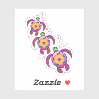 Tropical Hawaiian Honu Turtles Sticker