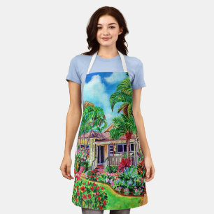 Tropical Hawaiian House BBQ Kitchen Apron