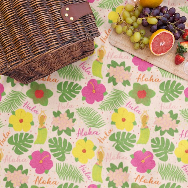 Tropical Hawaiian Hula Dancer Cozy Art Fleece Blanket (Tropical Hawaiian Flower Aloha Hula Woman Fleece Blanket)