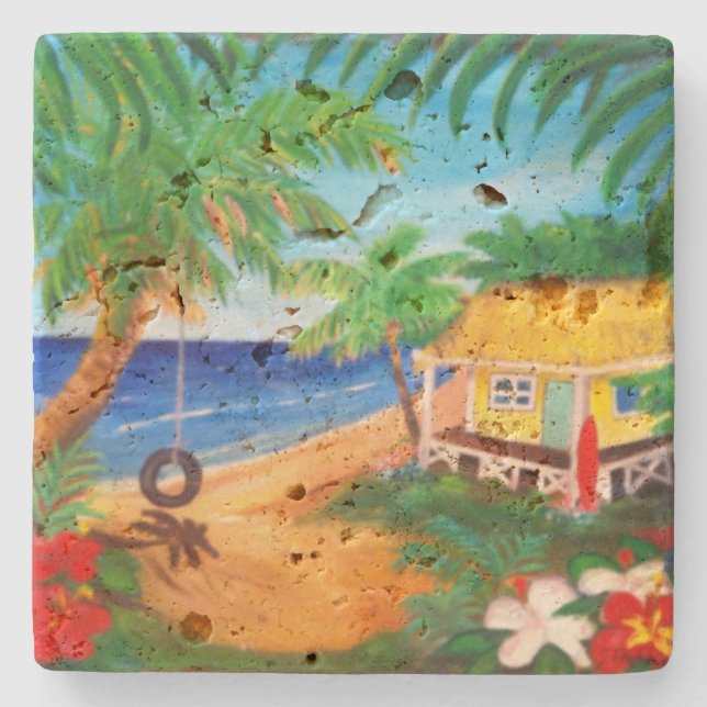 Tropical Hawaiian Hut Ocean Swing Coaster (Front)