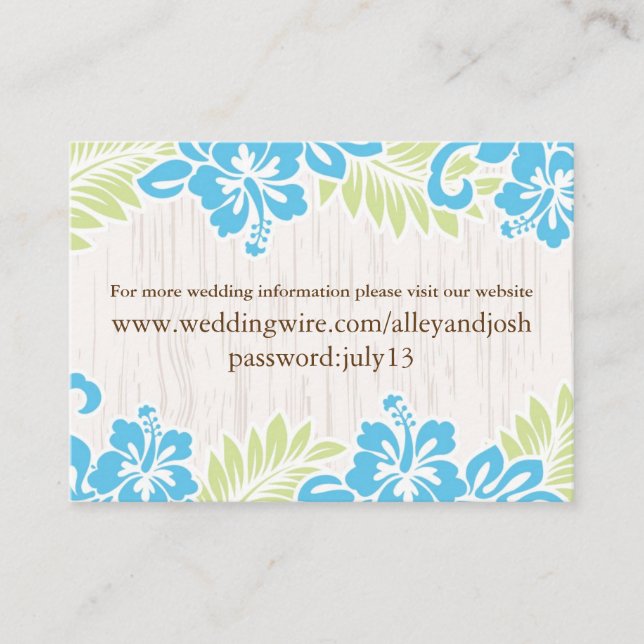 Tropical Hawaiian Info Card Turquoise (Front)