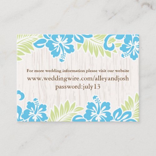 Tropical Hawaiian Info Card Turquoise Business Cards