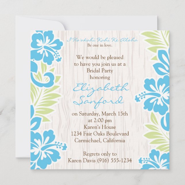 Tropical Hawaiian Invitation Turquoise (Front)