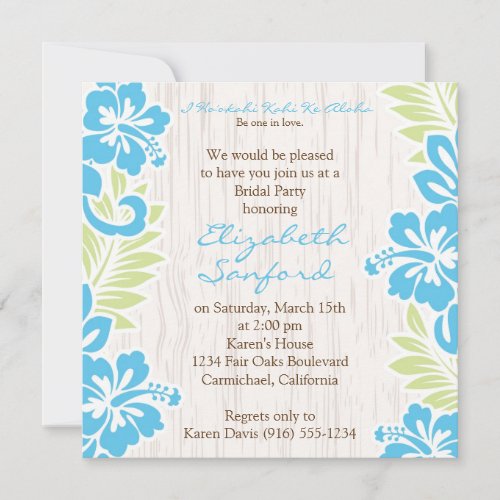 Tropical Hawaiian Invitation Turquoise