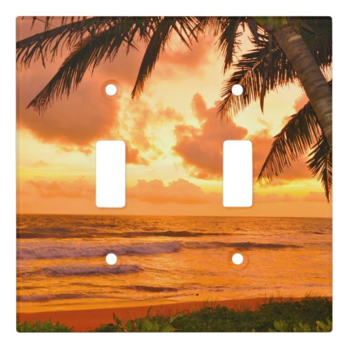 Tropical Hawaiian Island Beach Sunset Light Switch Cover
