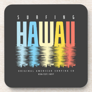 Tropical Hawaiian Island Hawaii Vibes surfer Beverage Coaster