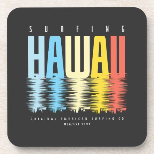 Tropical Hawaiian Island Hawaii Vibes surfer Beverage Coaster