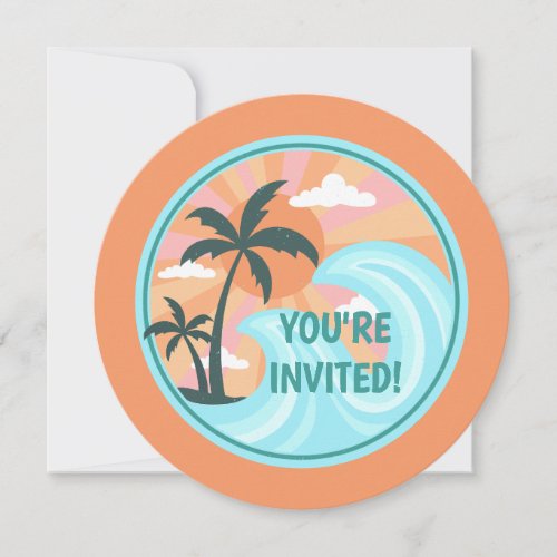 Tropical Hawaiian Island Palm Trees Invitation