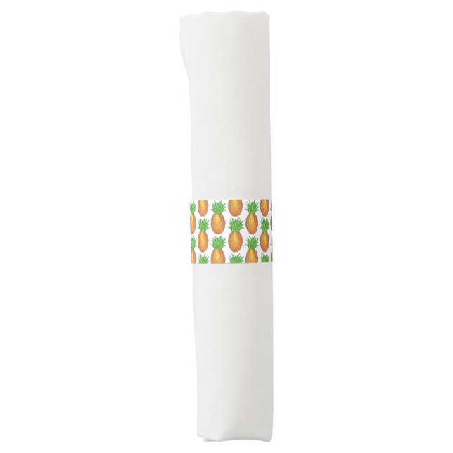 Tropical Hawaiian Island Pineapple Beach Print Napkin Bands (Front)