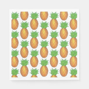 Tropical Hawaiian Island Pineapple Beach Print Napkins
