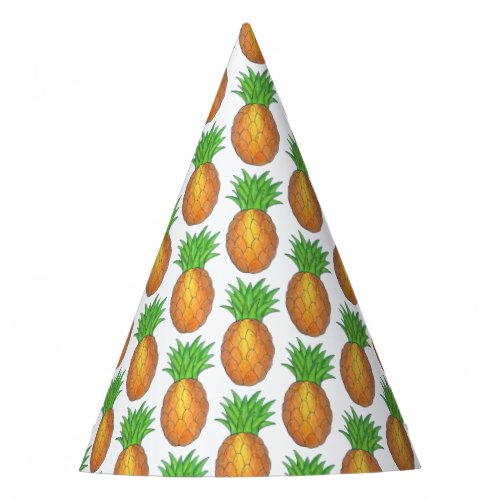 Tropical Hawaiian Island Pineapple Beach Print Party Hat