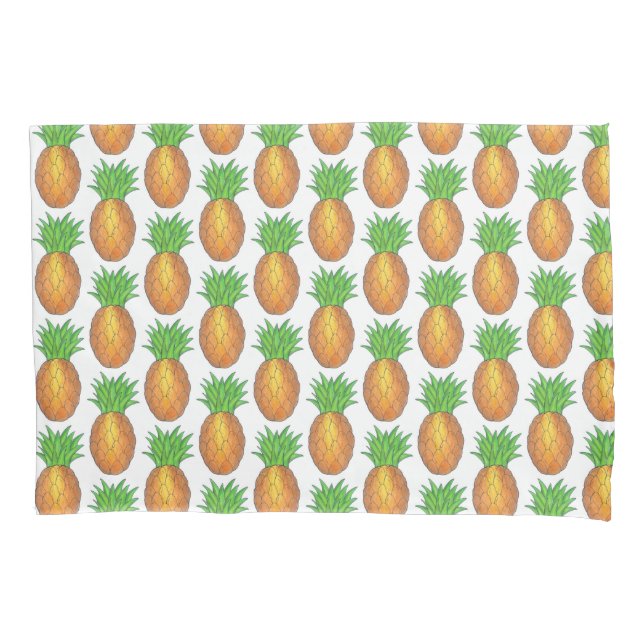 Tropical Hawaiian Island Pineapple Beach Print Pillow Case (Front)