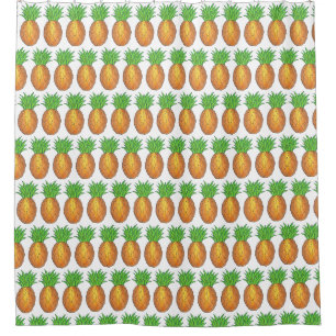 Tropical Hawaiian Island Pineapple Beach Print Shower Curtain