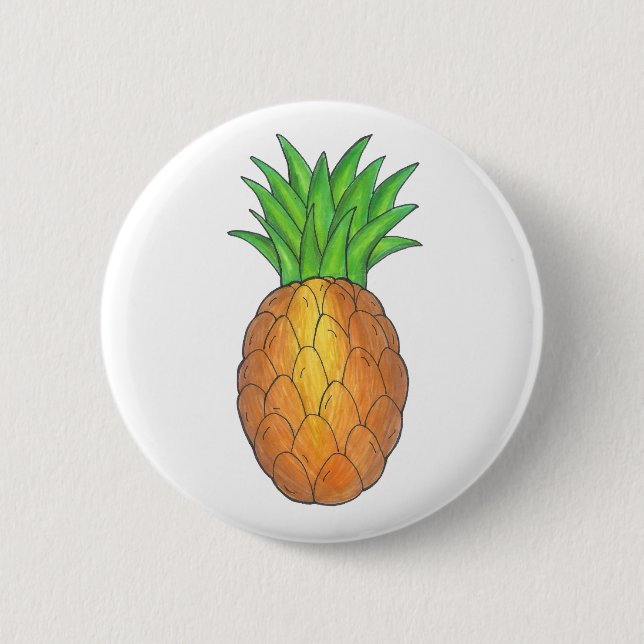 Tropical Hawaiian Island Pineapple Fruit Hawaii Pinback Button (Front)