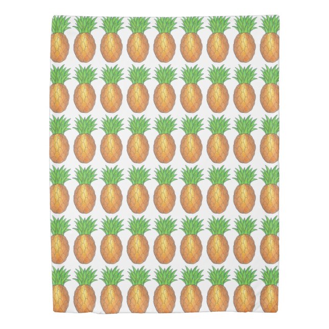 Tropical Hawaiian Island Pineapple Fruit Print Duvet Cover (Front)