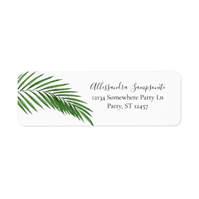 Tropical Hawaiian Leaves White Return Address Label (Front)