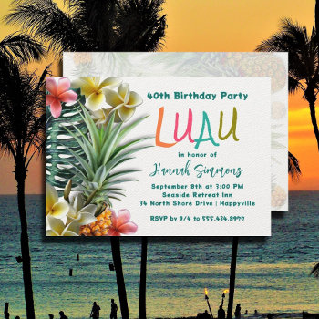 Tropical Hawaiian Luau Birthday Party Invitations by millhill at Zazzle