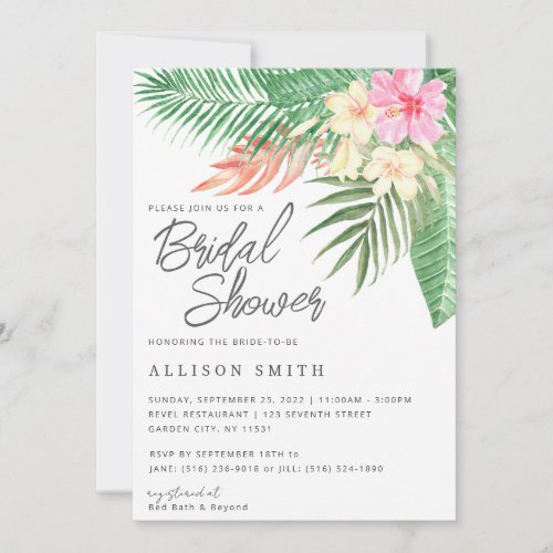 Tropical Hawaiian Luau Bridal Shower Invitation