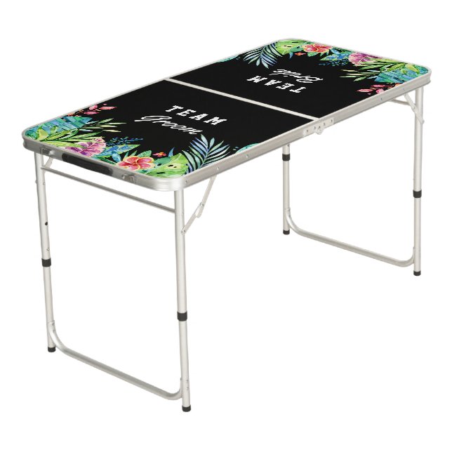 Tropical Hawaiian Luau Engagement Party Beer Pong Table (Angled)
