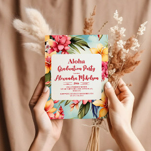 Tropical Hawaiian Luau Graduation Party Invitation