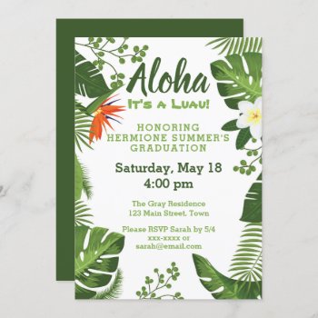 Tropical Hawaiian Luau Graduation Party Invite by angela65 at Zazzle