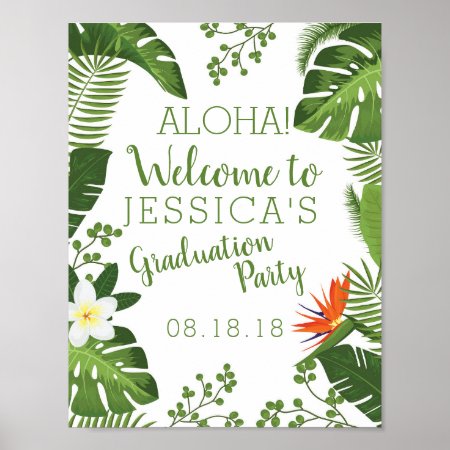 Tropical Hawaiian Luau Graduation Party Sign