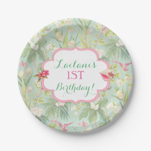 Tropical Hawaiian Luau Hibiscus Flowers Paper Plates