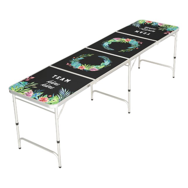 Tropical Hawaiian Luau Party Beer Pong Table (Angled)