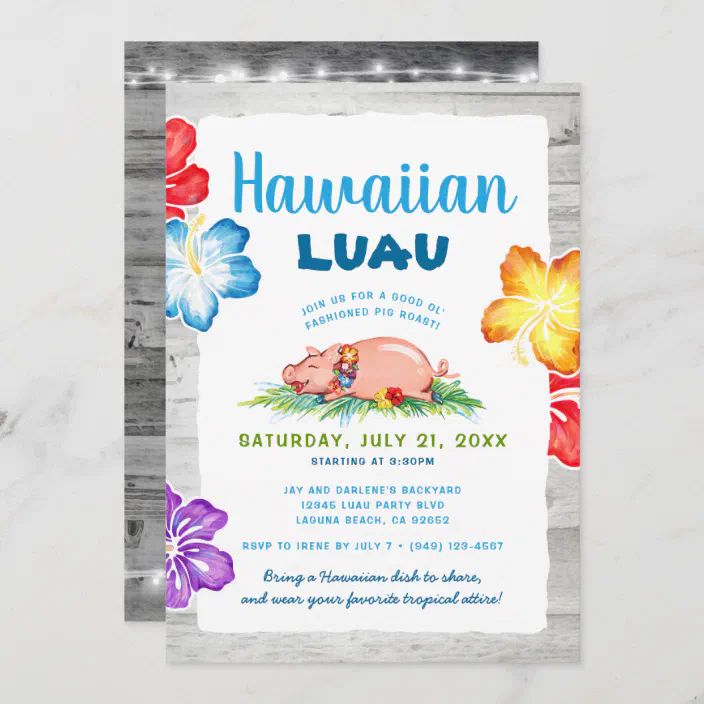 50 HAWAIIAN LEI BEACH INVITATIONS MANY DESIGNS CUSTOMIZED PERSONALIZED FOR YOU 