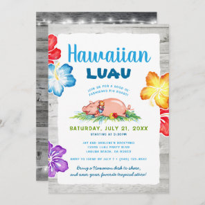 Tropical Hawaiian Luau | Rustic Floral Pig Roast Invitation