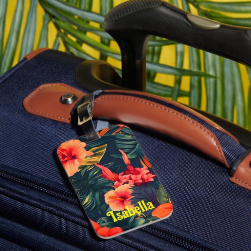 Tropical Hawaiian Monogram Luggage Tag