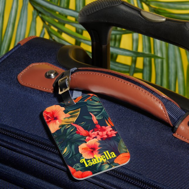 Tropical Hawaiian Monogram Luggage Tag (Front Insitu 1)